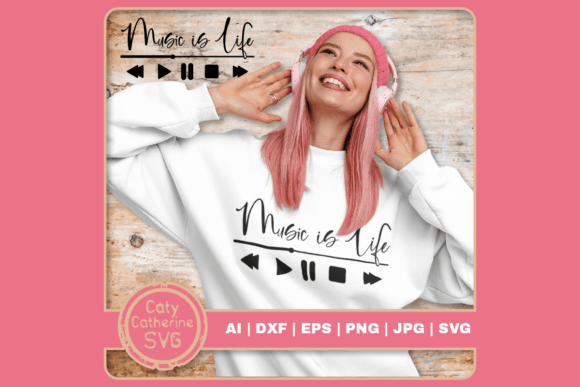 Music Is Life Quote SVG for Crafts & Graphics