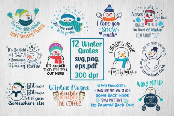 Winter Quote SVG Design Bundle: Graphics for Crafts Brands